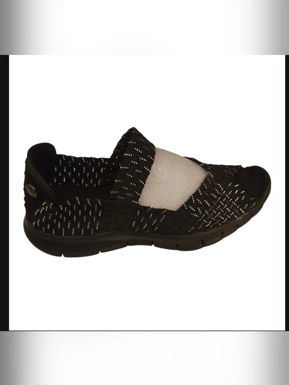 New Bernie Mev Black & Silver Charm Stretch Knit Mary Jane Sandals 38 7 - Picture 4 of 7